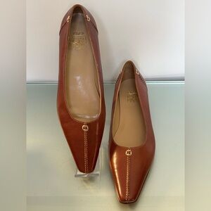 Cora Joan&David New Women's Brown Leather Pointed-Toe Flats